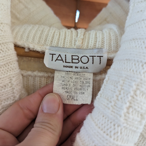 VINTAGE Talbott women's chunky turtleneck textured knit ivory sweater - Picture 2 of 7